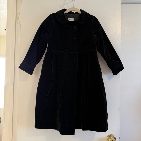 Jayne Copeland, Black Velvet Little Girls Double Breasted Dress Coat,6X - Picture 5 of 12